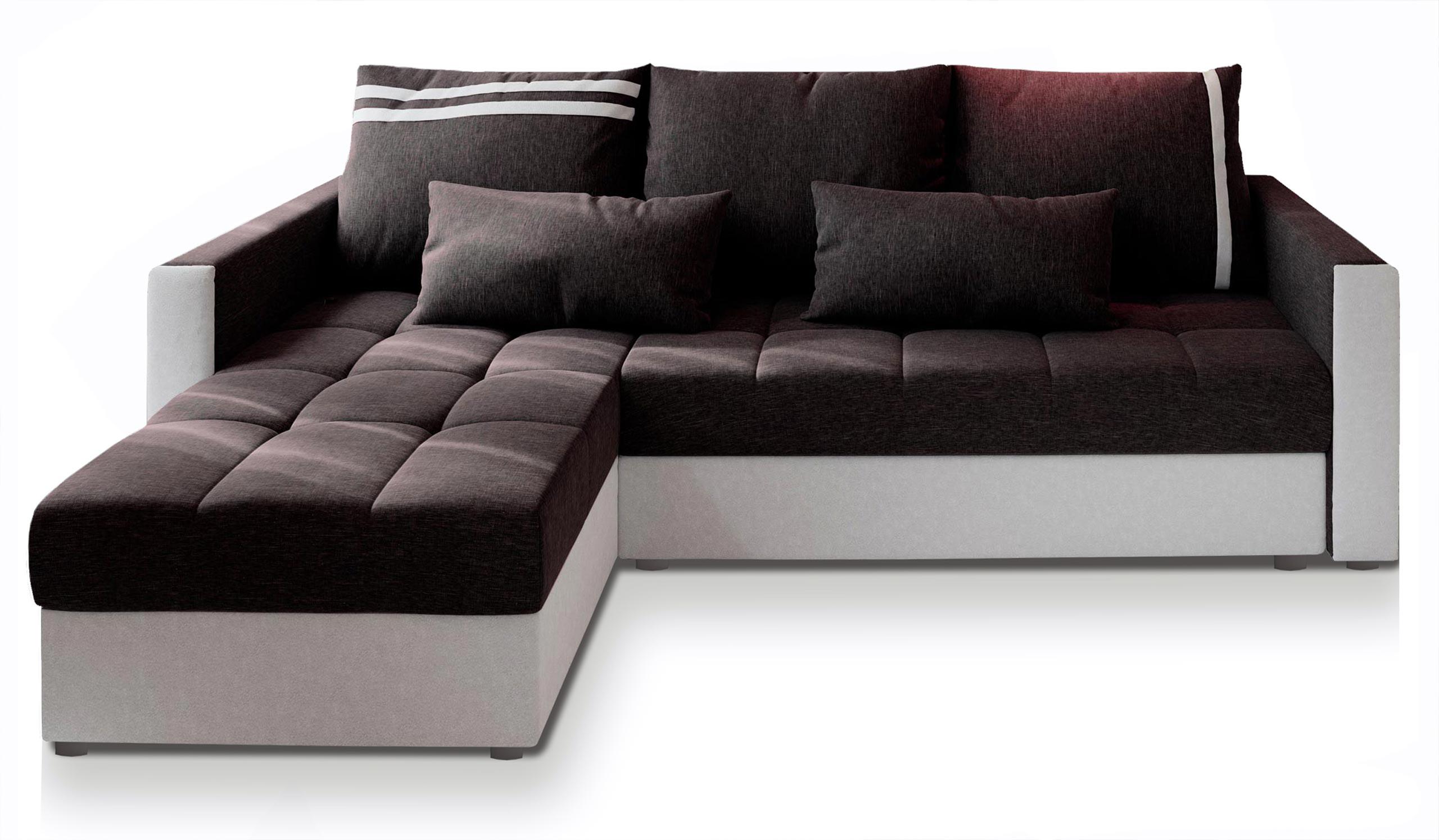 ECKSOFA KOS PIK Grau Dünner Stoff mit Schlaffunktion - Grau, Holz/Kunststoff (220/140cm) - MASSENO