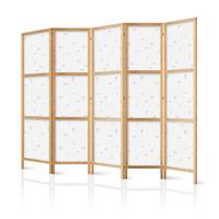 PARAVENT Japanischer 5-tlg 225x172 cm Luftballons Luftschiffe Flugzeuge - Weiß, Holz/Textil (225/172/3cm) - Muralo