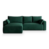ECKSOFA FORIL Grün Velours-Stoff mit Schlaffunktion - Grau/Grün, Holz/Kunststoff (265/178cm) - MASSENO
