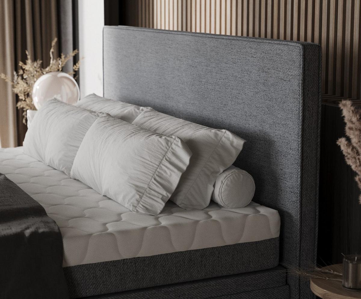 BOXBETT Zalla 160/200 cm Grau im Neve Stoff - Schwarz/Grau, Holz/Holzwerkstoff (160/200cm) - AltaBeds