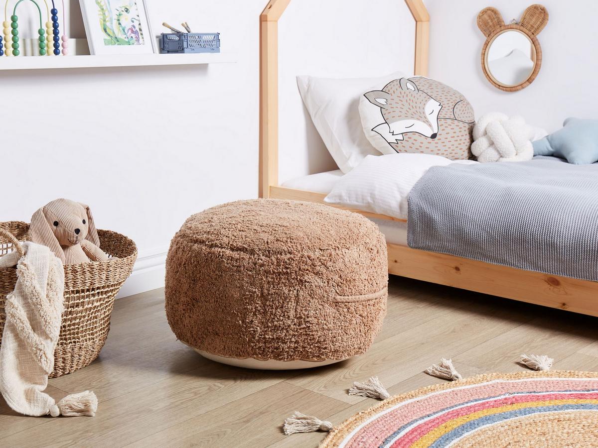 POUF Baumwolle Braun Kandhkot - Braun, Kunststoff (50/35/50cm) - Beliani