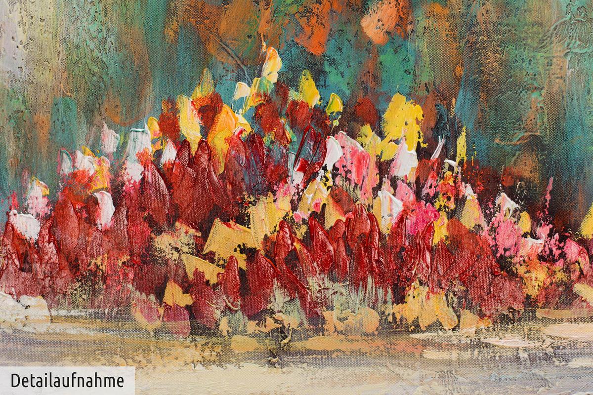 ACRYLBILD HANDGEMALT 120/60 cm - Blau/Rot, Holz/Textil (120/60cm) - KUNSTLOFT
