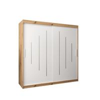 SCHWEBETÜRENSCHRANK 200/200/62 2-türig - Silberfarben/Weiß, Holz/Kunststoff (200/200/62cm) - Abiks Möbel