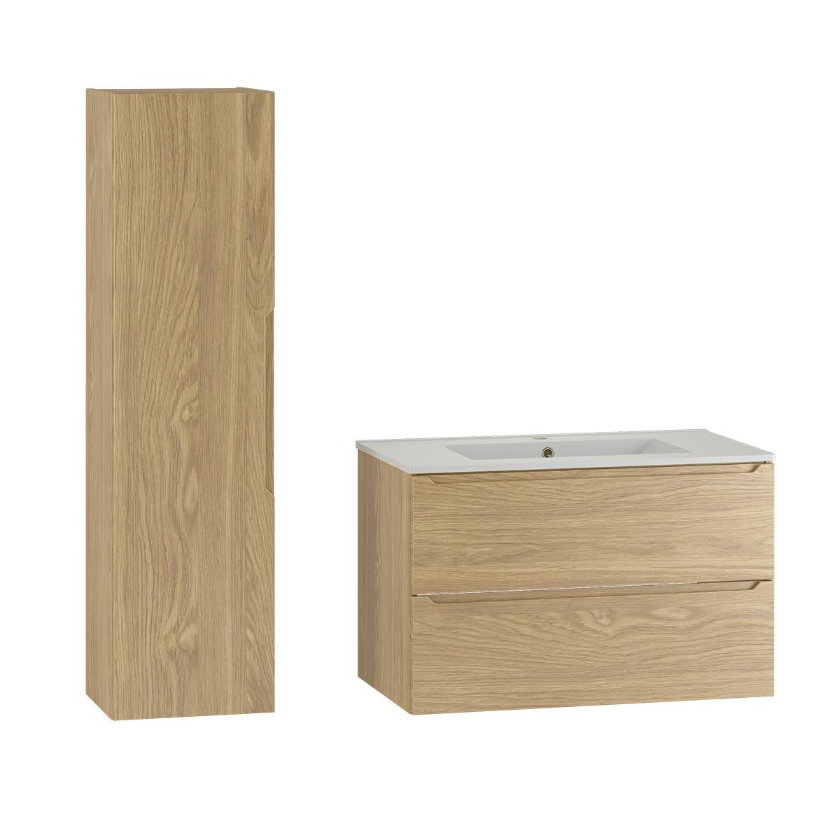 BADMÖBEL 80cm Viggo 2er-Set Holz - Braun, Holzwerkstoff (80/50/45.8cm) - Petits-meubles