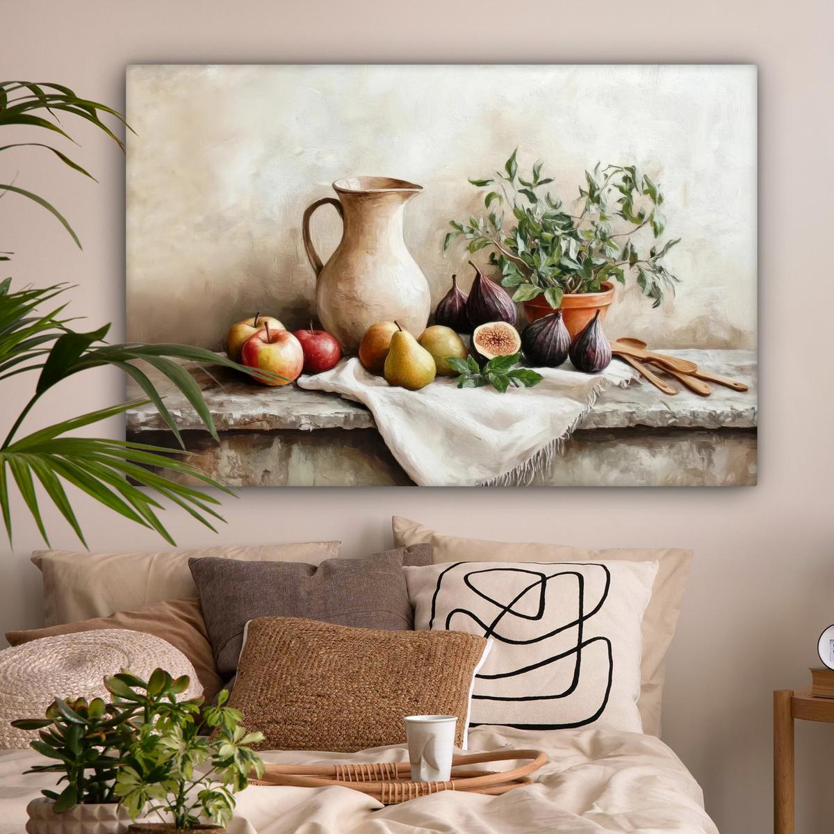 LEINWANDBILD Obst - Kräuter - Ländlich Groß 140x90 cm - Naturfarben, Textil (140/90cm) - MuchoWow