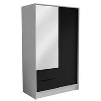 DREHTÜRENSCHRANK CAVA 102/200/51 cm Modern Kleiderschrank 2-türig mit Spiegel Weiß - Schwarz/Weiß, Holzwerkstoff (102/200/51cm) - MASSENO