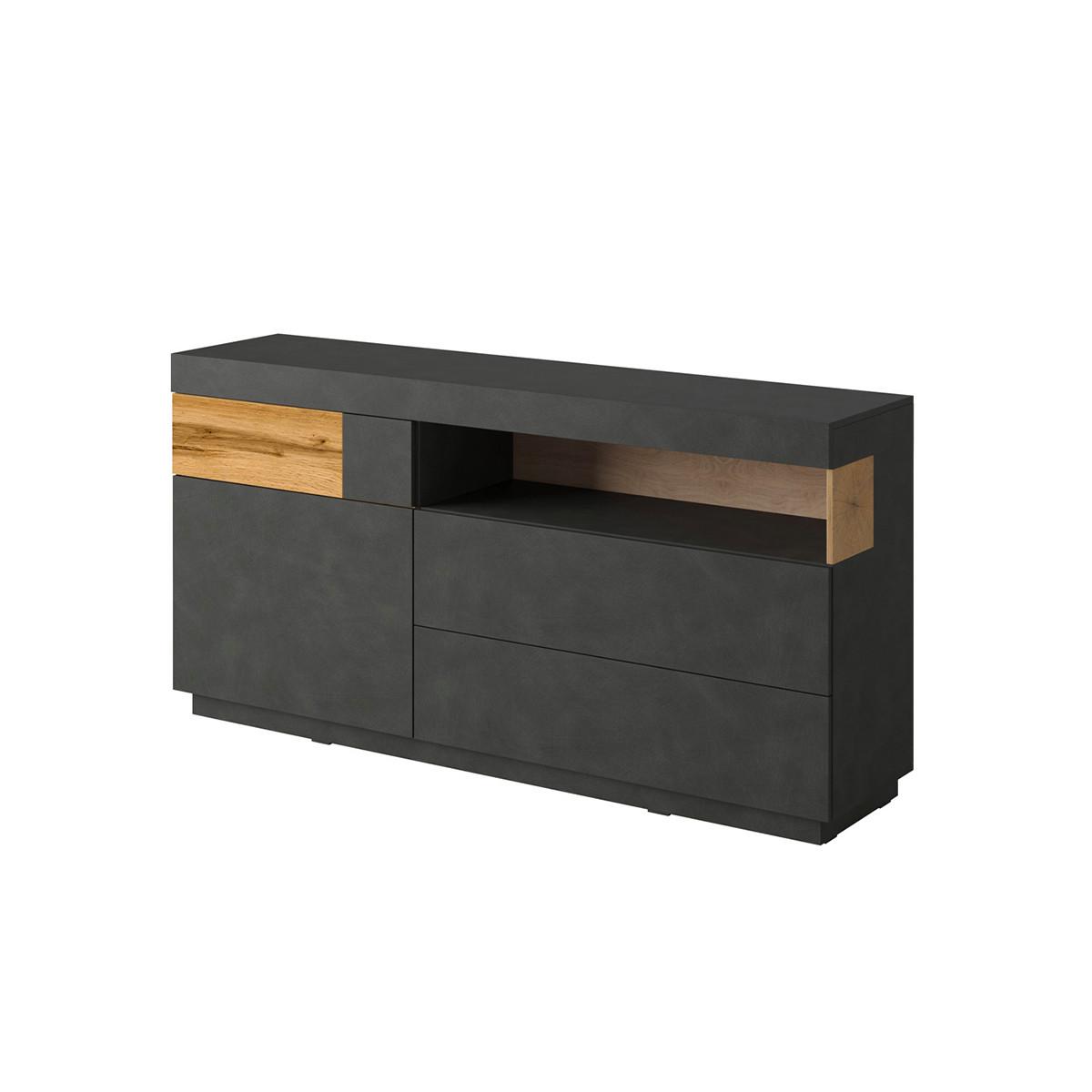SIDEBOARD Andrea Anthrazitgrau und Holz - Grau, Holzwerkstoff (169/85/40cm) - Petits-meubles