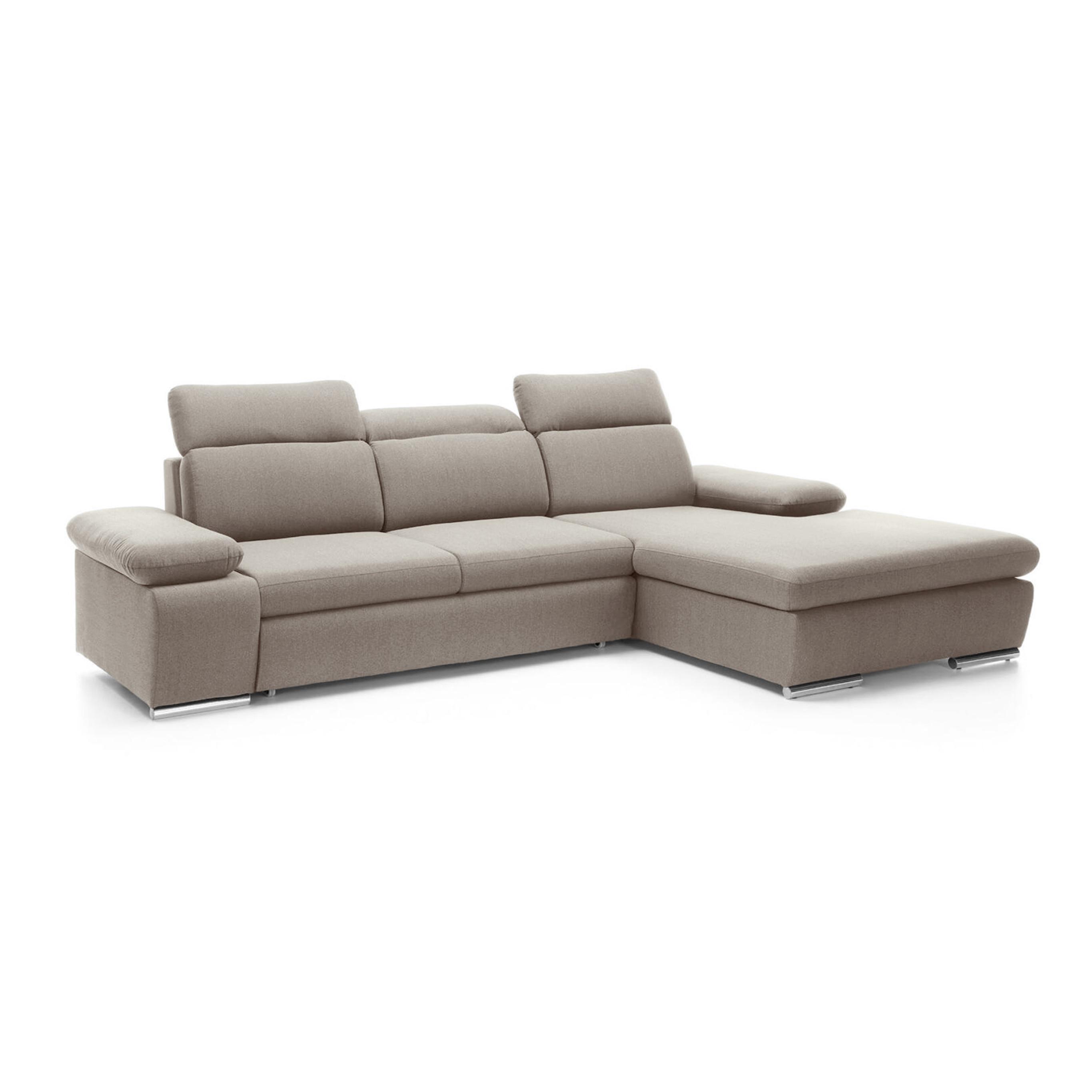 ECKSOFA PABLO mit Schlaffunktion und Bettkasten Beige - Beige, Holzwerkstoff/Kunststoff (250/90cm) - Idohome