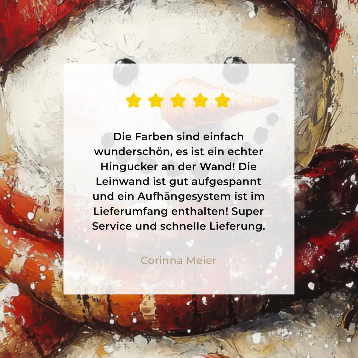 LEINWANDBILD Schneemann - Winter - Schnee - Beige Room Decor 30x40 cm - Weiß, Textil (30/40cm) - MuchoWow