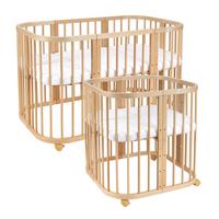 BABYBETT NATUR, 7in1 mit Matratze - Naturfarben, Holz (73/123cm) - waldin