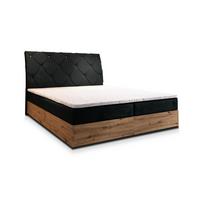 BOXBETT VELLANO 160x200 cm mit Matratze und Topper - Schwarz - Schwarz, Holz (160/200cm) - MASSENO