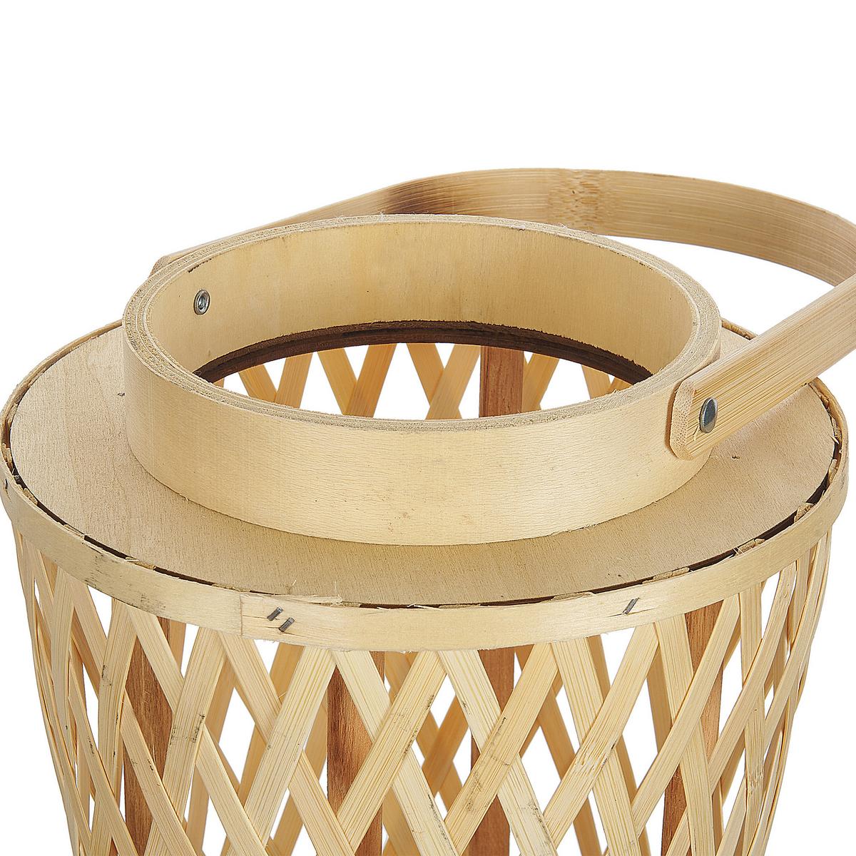 LATERNE Bambus 38 cm Naturfarben Mactan - Beige/Naturfarben, Holz (26/38/14cm) - Beliani