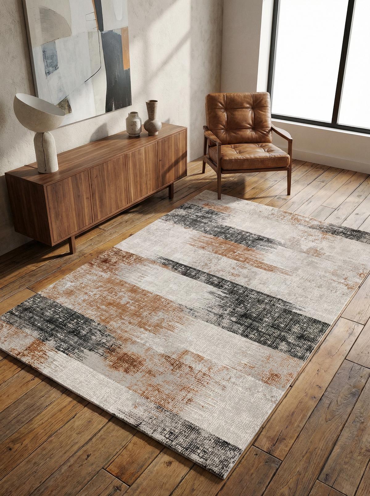 TEPPICH TIBER-Orte, geometrisch-abstrakt, Terrakotta, 200 x 290 cm - Orange, Textil (290/200cm) - KADIMA DESIGN