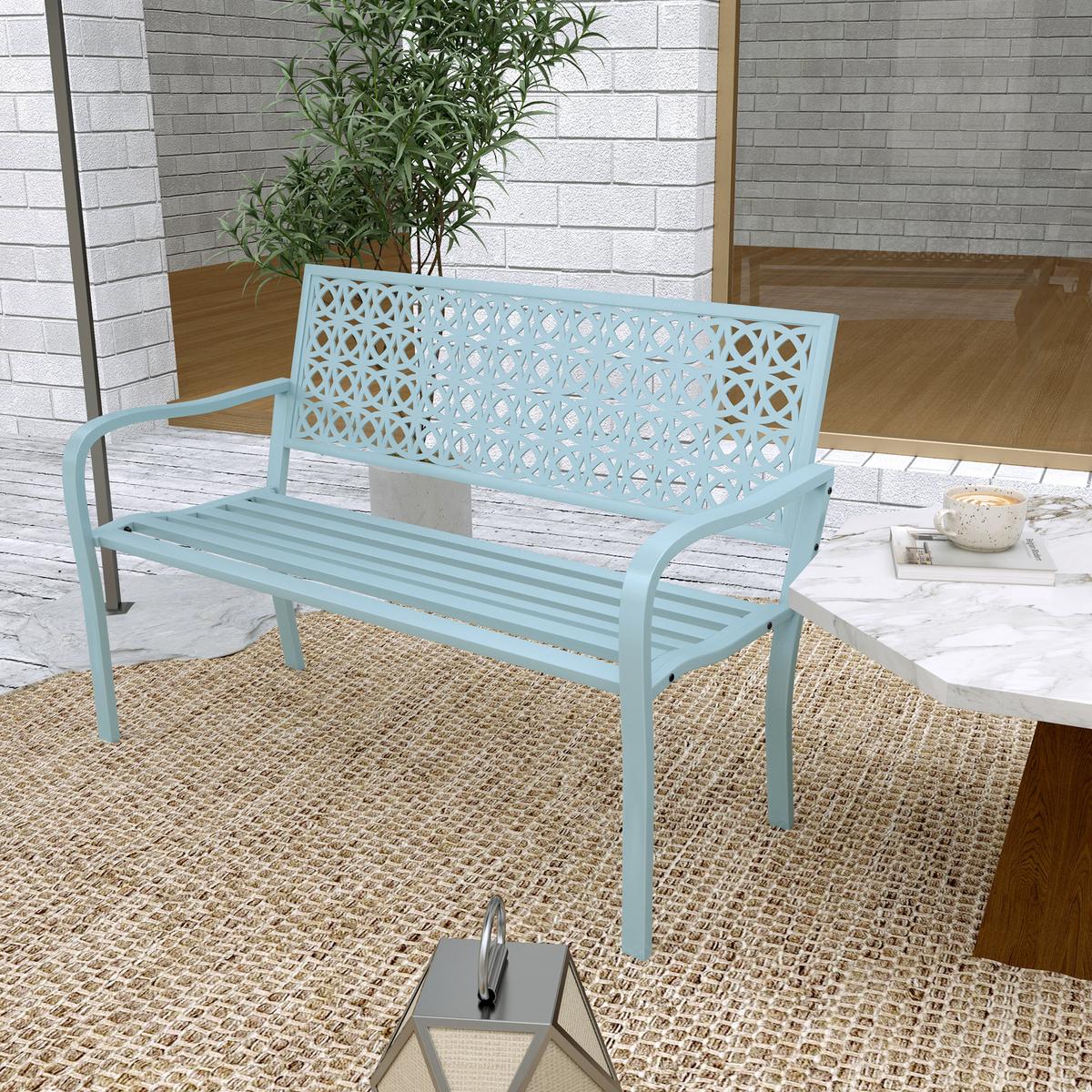 GARTENBANK 2-Sitzer - Blau, Metall (63/85/127cm) - Outsunny