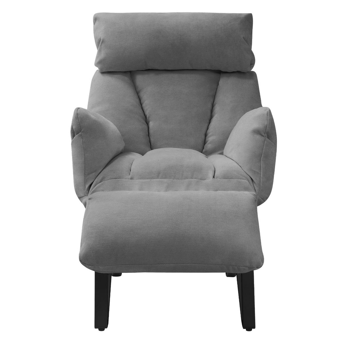 SESSEL mit Liegefunktion Grau Leinenbezug Relaxsessel verstellbar für Wohnzimmer - Schwarz/Grau, Textil/Metall (85/102/82cm) - ML-DESIGN