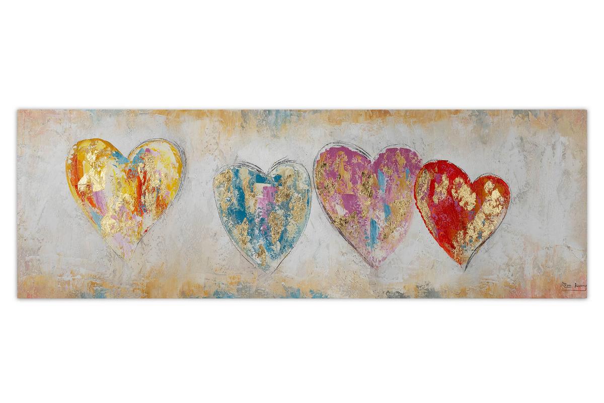 ÖLGEMÄLDE 150/50 cm - Türkis/Pink, Holz/Textil (150/50cm) - KUNSTLOFT