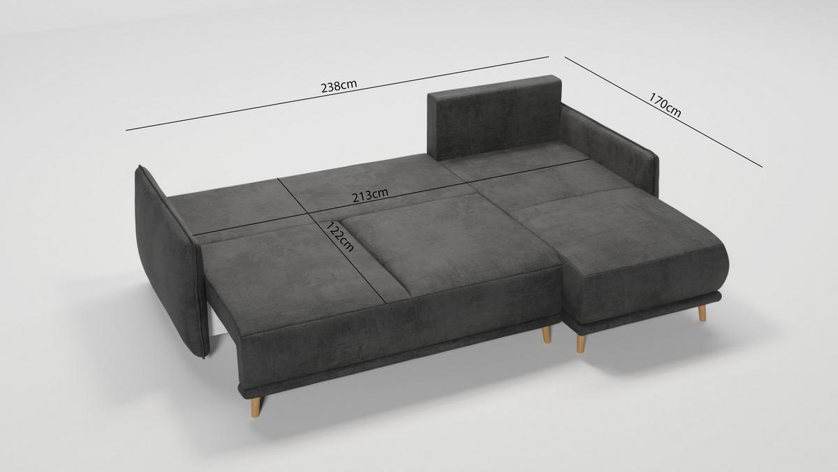 ECKSOFA Chroma Graphit Luxusmicrofaser - Graphitfarben/Braun, Holz/Textil (238/170cm) - S-Style Möbel