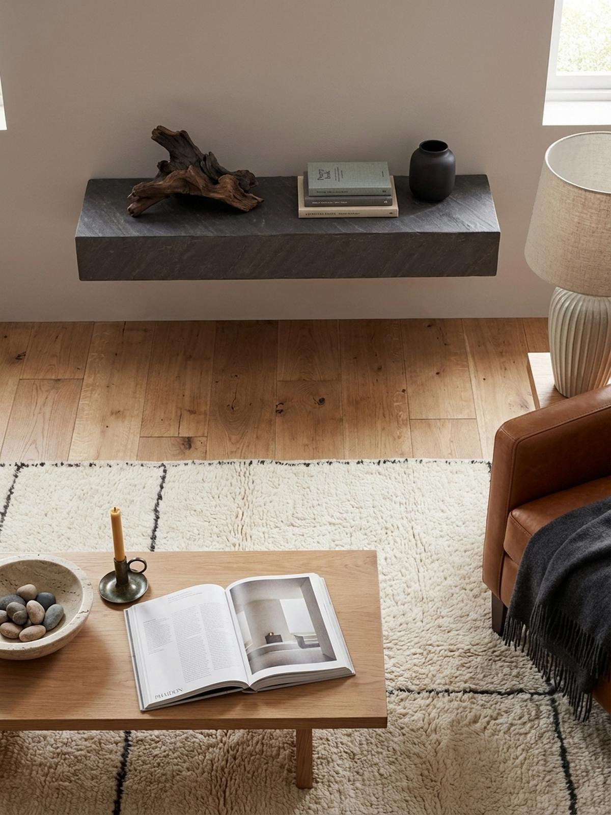 WANDREGAL Mango Massivholz Steinoptik Rechteckig Modern, Grau 90x20x10 cm - Grau, Holz (90/10/20cm) - KADIMA DESIGN