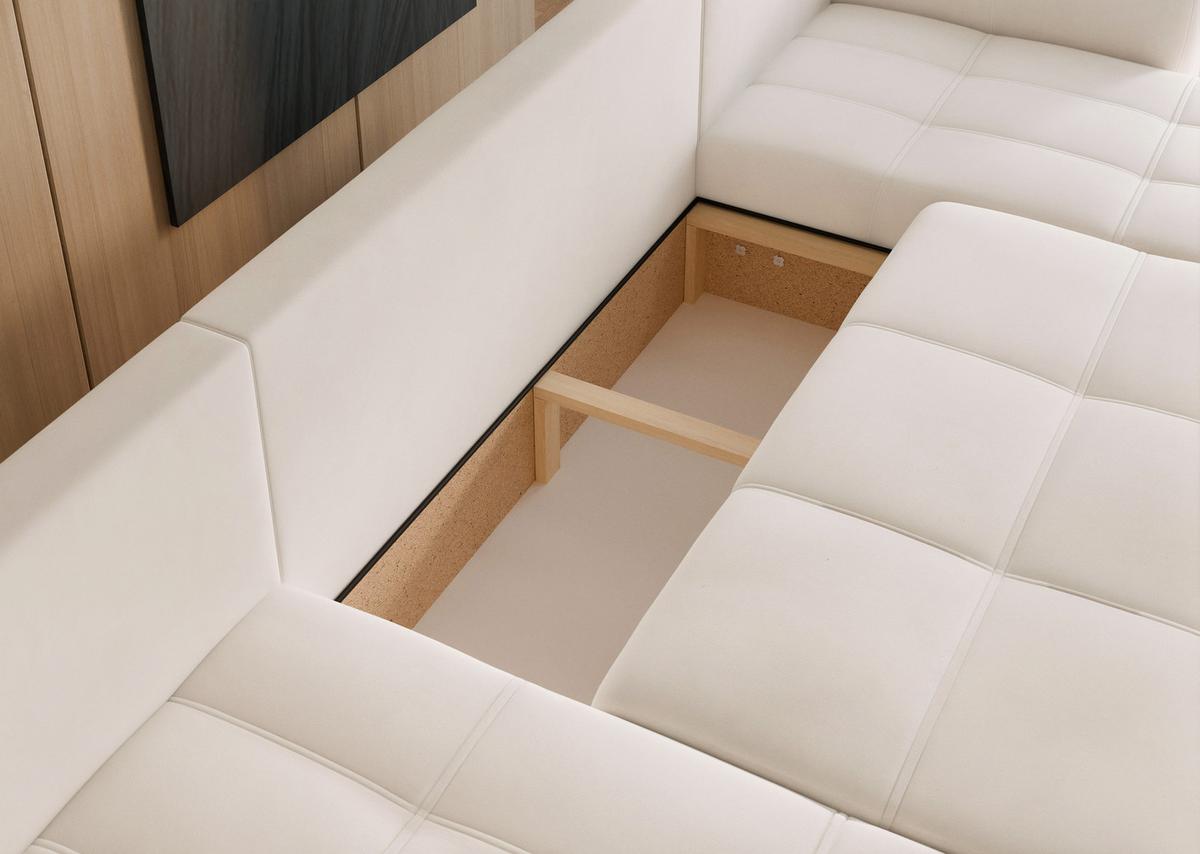 WOHNLANDSCHAFT PEDRO mit Schlaffunktion und Bettkasten Creme - Creme, Holzwerkstoff/Kunststoff (318/79/145cm) - Idohome