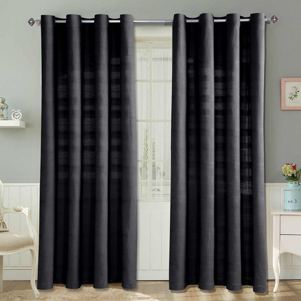 ÖSENVORHANG Rajput blickdicht 2er-Set, 137/137 cm - Schwarz, Textil (137/137cm) - Homescapes