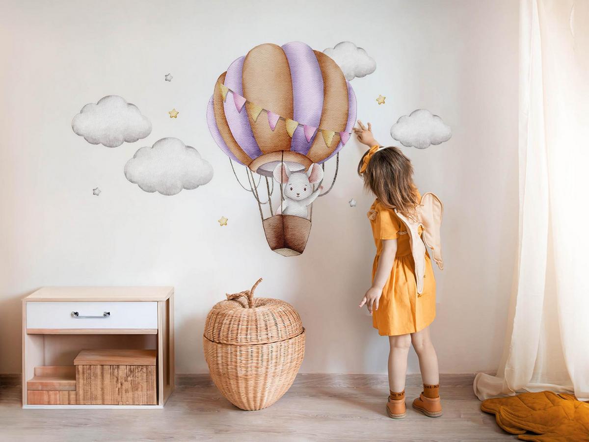 WANDAUFKLEBER 60x70cm - Ballonfahrt - Multicolor, Kunststoff (60/70/0.1cm) - Wallfluent