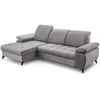 ECKSCHLAFSOFA Bello hellgrau links - Hellgrau/Schwarz, Textil (265/156cm) - Beautysofa