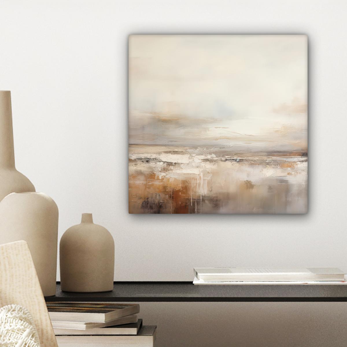 LEINWANDBILD Kunst - Industriell - Grau - Braun - Abstrakt Deko Wohnzimmer 20x20 cm - Sandfarben, Textil (20/20cm) - MuchoWow