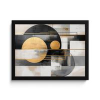 POSTER MIT RAHMENGERAHMTES BILD Abstrakt - Gold - Silber - Formen - Ästhetisch - Modern 40x30 cm - Goldfarben, Papier (40/30cm) - MuchoWow