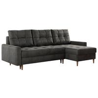 ECKSOFA Colin Velvet Dunkelgrau - Dunkelgrau/Braun, Holz/Textil (220/140cm) - MKS