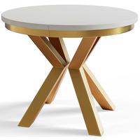 ESSZIMMERTISCH LOFT, ausziehbarer Tisch 120 cm/200 cm, Farbe: Weiß, mit Metallbeinen in Farbe Gold - Goldfarben/Weiß, Holzwerkstoff (120/120/76cm) - Alpi-Möbel