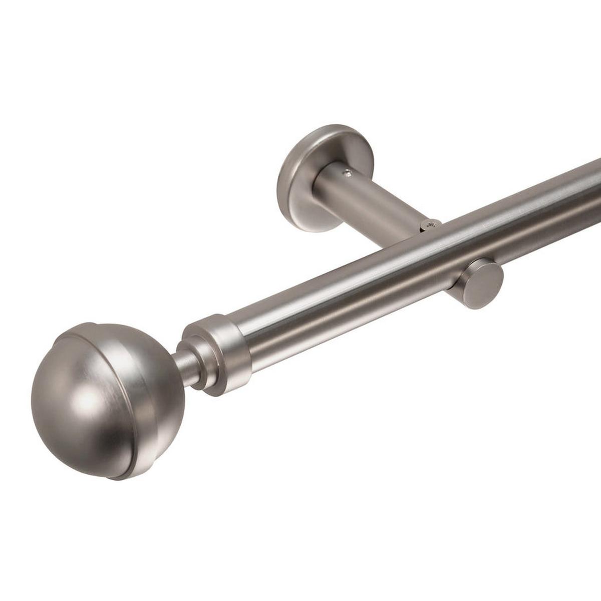 GARDINENSTANGE 1-lauf Kugel - Silberfarben, Metall (430cm) - Deco-Raum