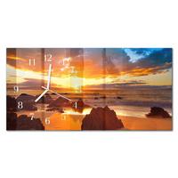 WANDUHR aus Glas 60x30 cm - Sonnenuntergang - Orange, Glas (60/30/0.4cm) - TULUP