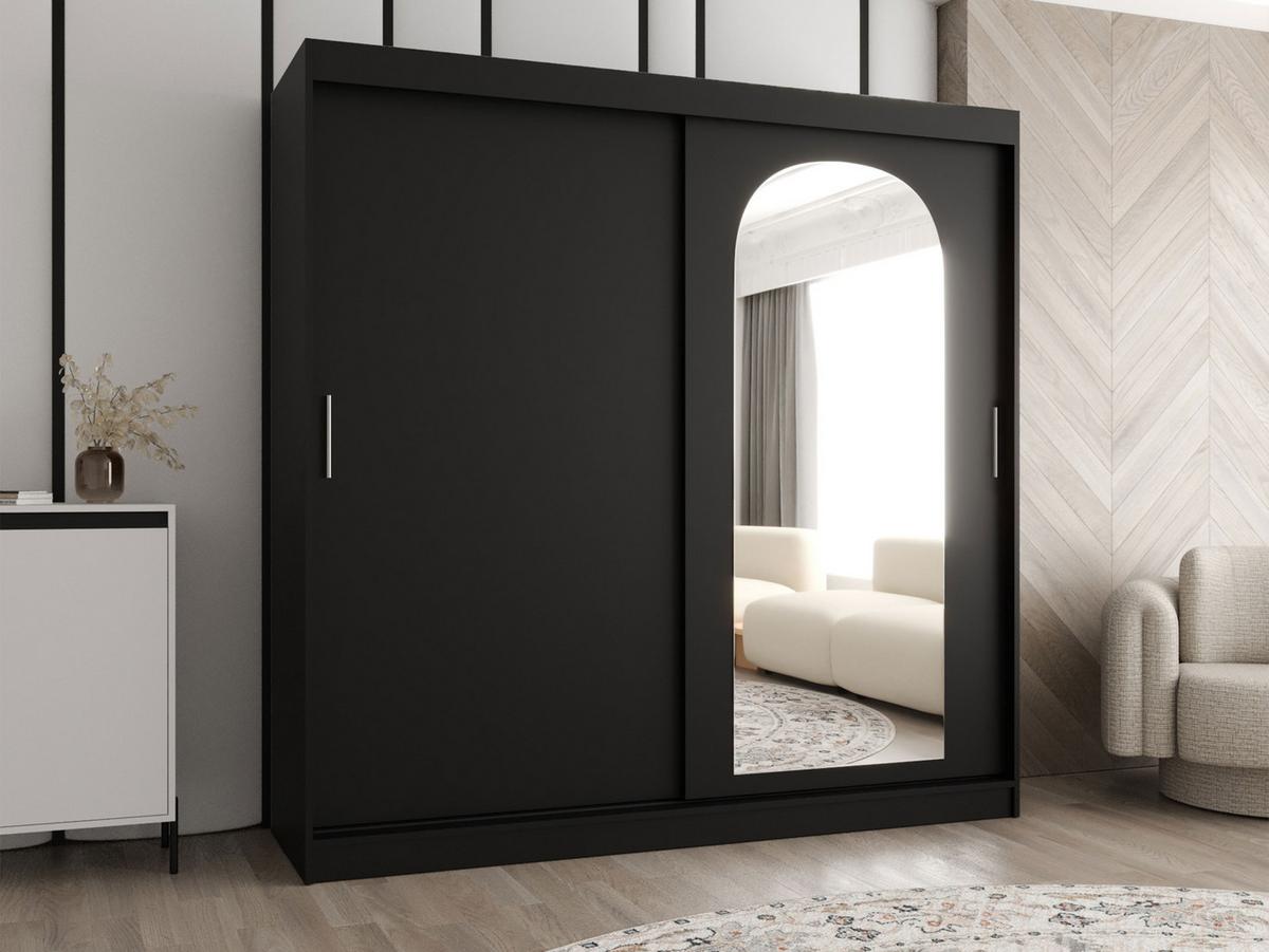 SCHWEBETÜRENSCHRANK Selfie 200 cm - Silberfarben/Schwarz, Holzwerkstoff/Kunststoff (200/200/62cm) - MIRJAN24