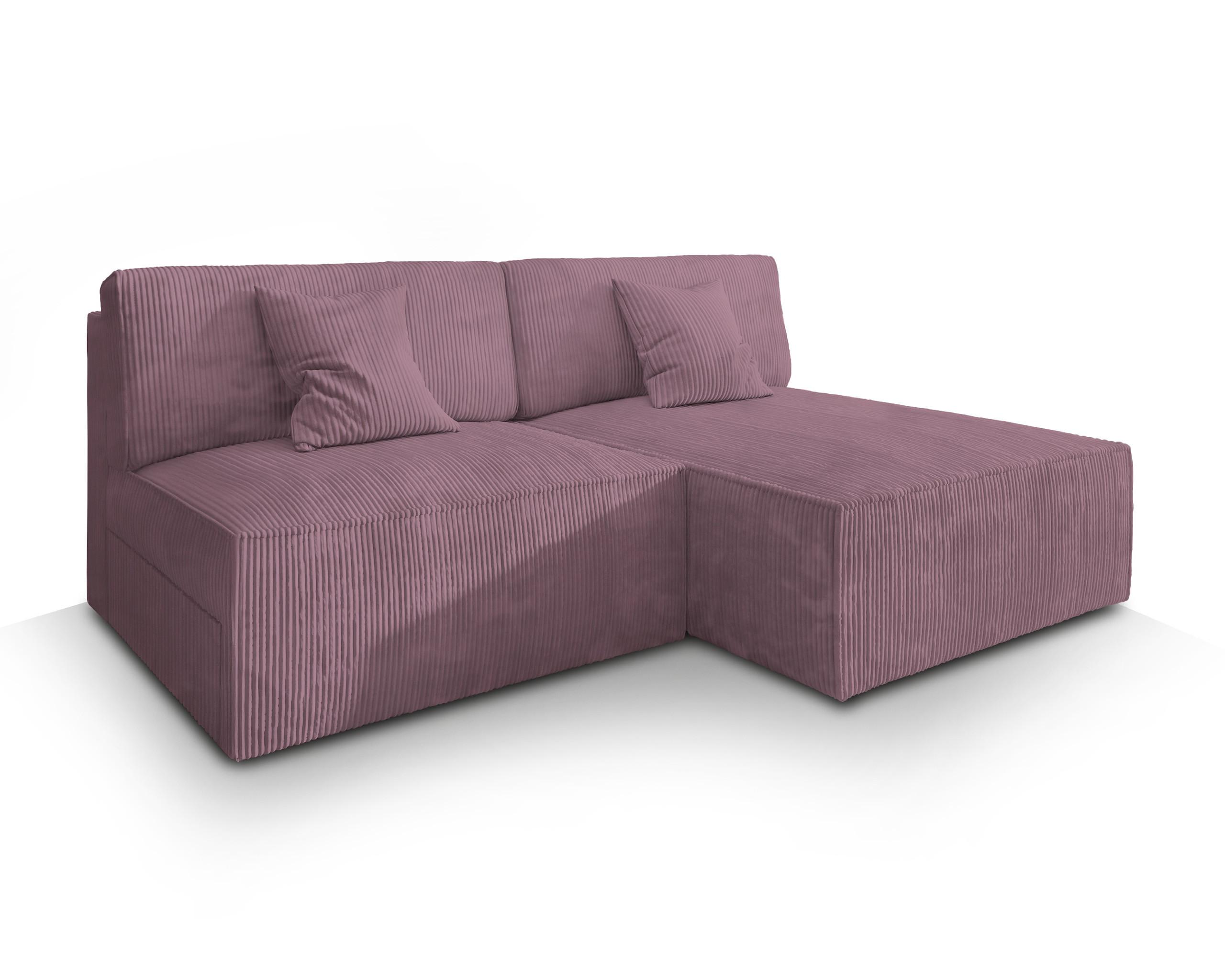 ECKSOFA FIORO P Lila Kordstoff mit Schlaffunktion - Lila/Grau, Holz/Kunststoff (204/148cm) - MASSENO
