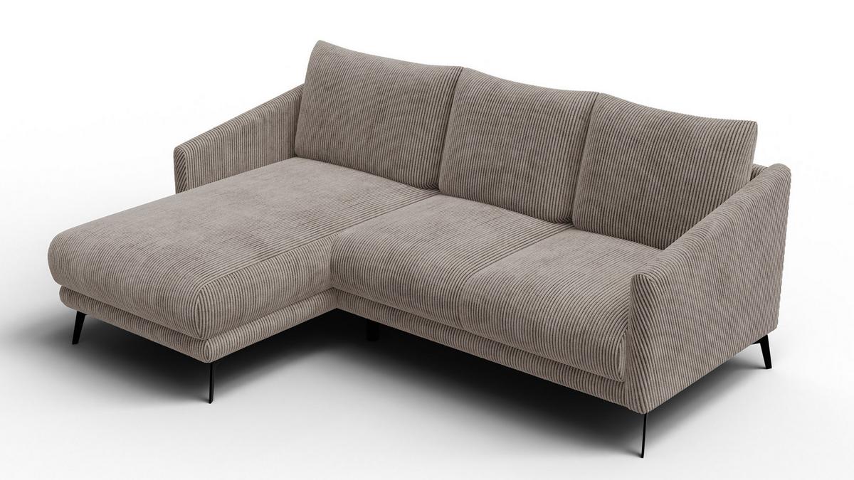 ECKSOFA VILT 3-Sitzer, taupe - Taupe/Schwarz, Holzwerkstoff/Textil (221/156cm) - Wozimo