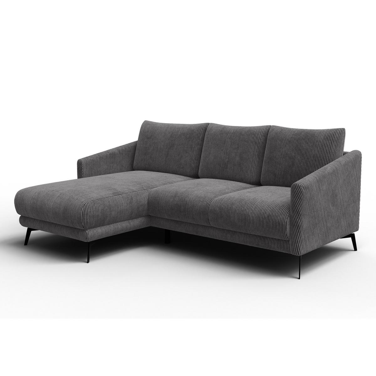 ECKSOFA VILT 3-Sitzer, dunkelgrau - Dunkelgrau/Schwarz, Holzwerkstoff/Textil (221/156cm) - Wozimo