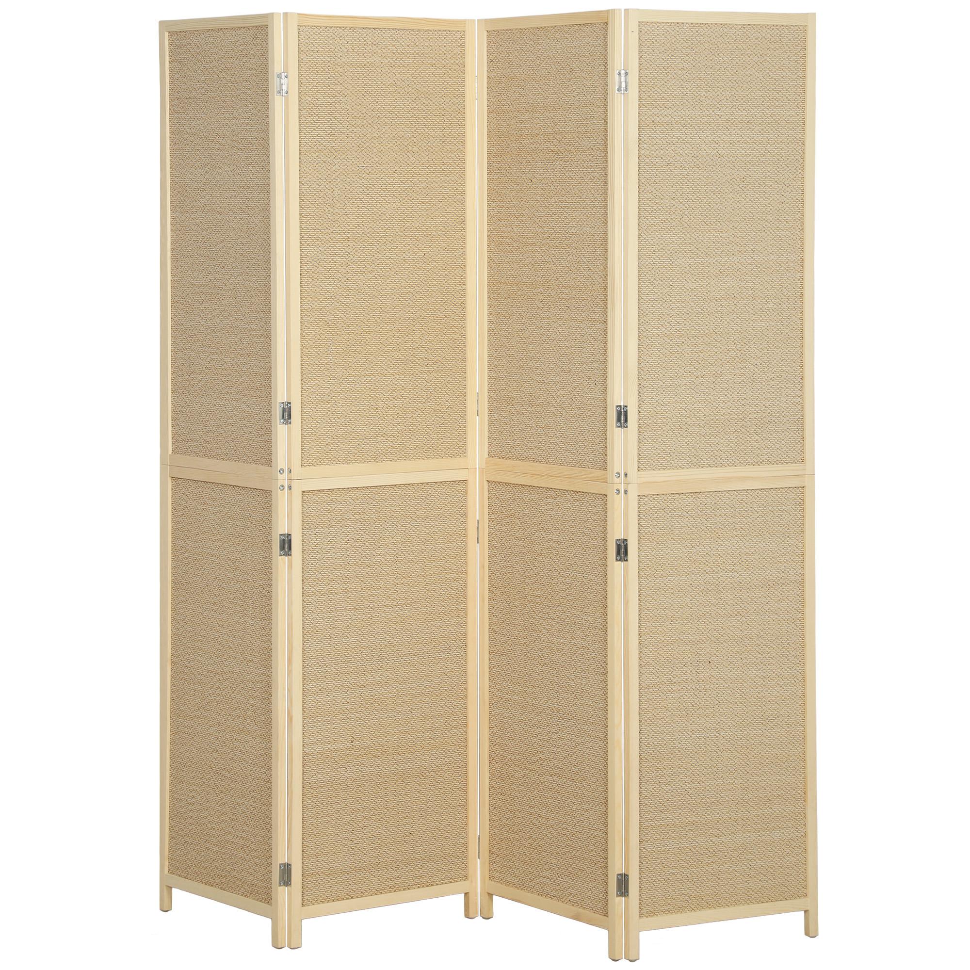 PARAVENT Bambus Kiefernholz Naturholz - Naturfarben, Holz/Naturmaterialen (1.7/180/180cm) - HOMCOM