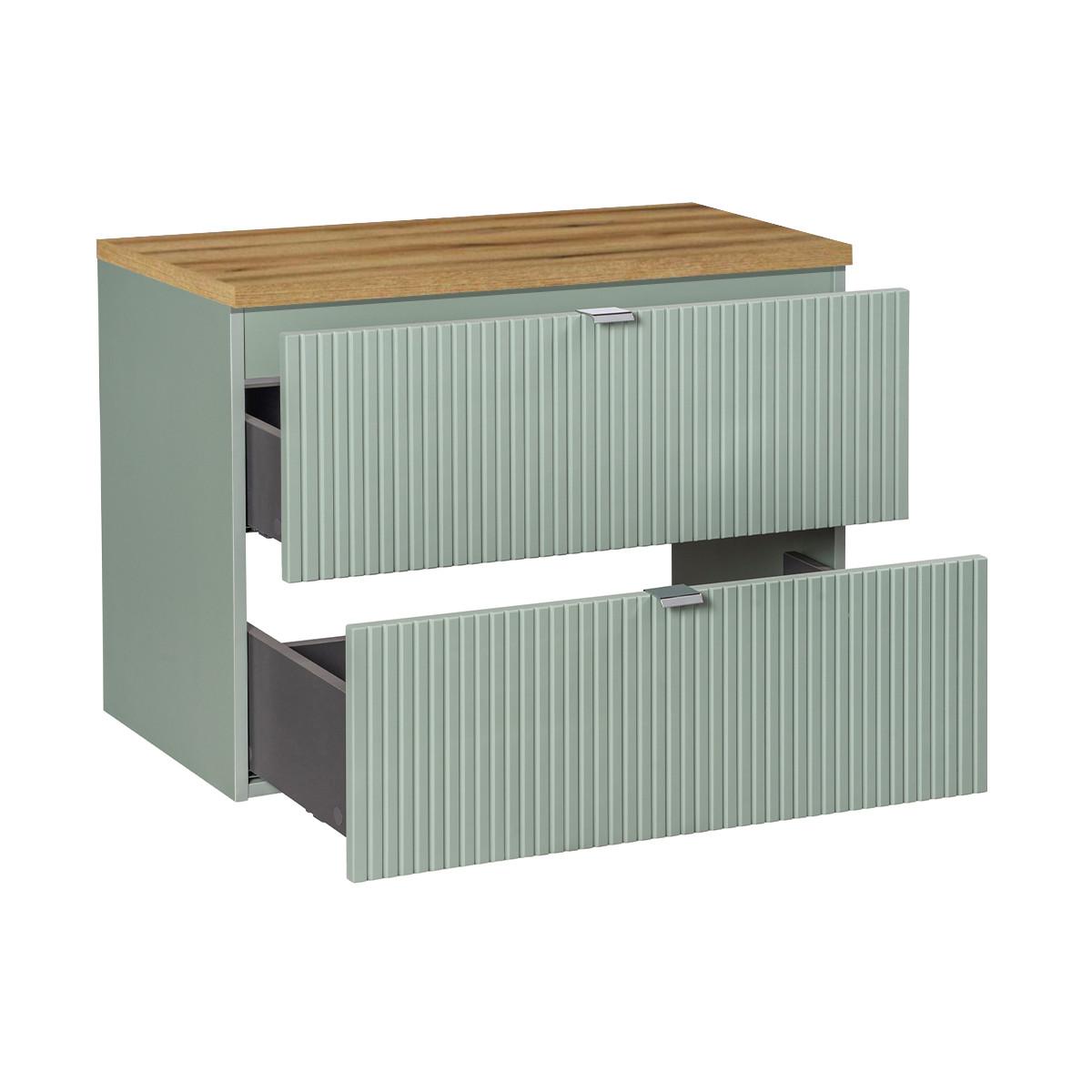 WASCHTISCHUNTERSCHRANK 80.4cm Jade Grün und Holz - Grün, Holzwerkstoff (80.4/59/40cm) - Petits-meubles