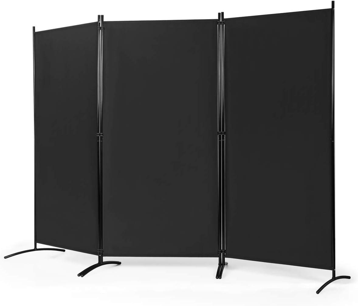 RAUMTEILER mit Untersetzern Schwarz - Schwarz, Textil (260/183cm) - COSTWAY