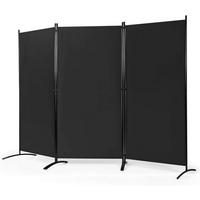 RAUMTEILER mit Untersetzern Schwarz - Schwarz, Textil (260/183cm) - COSTWAY