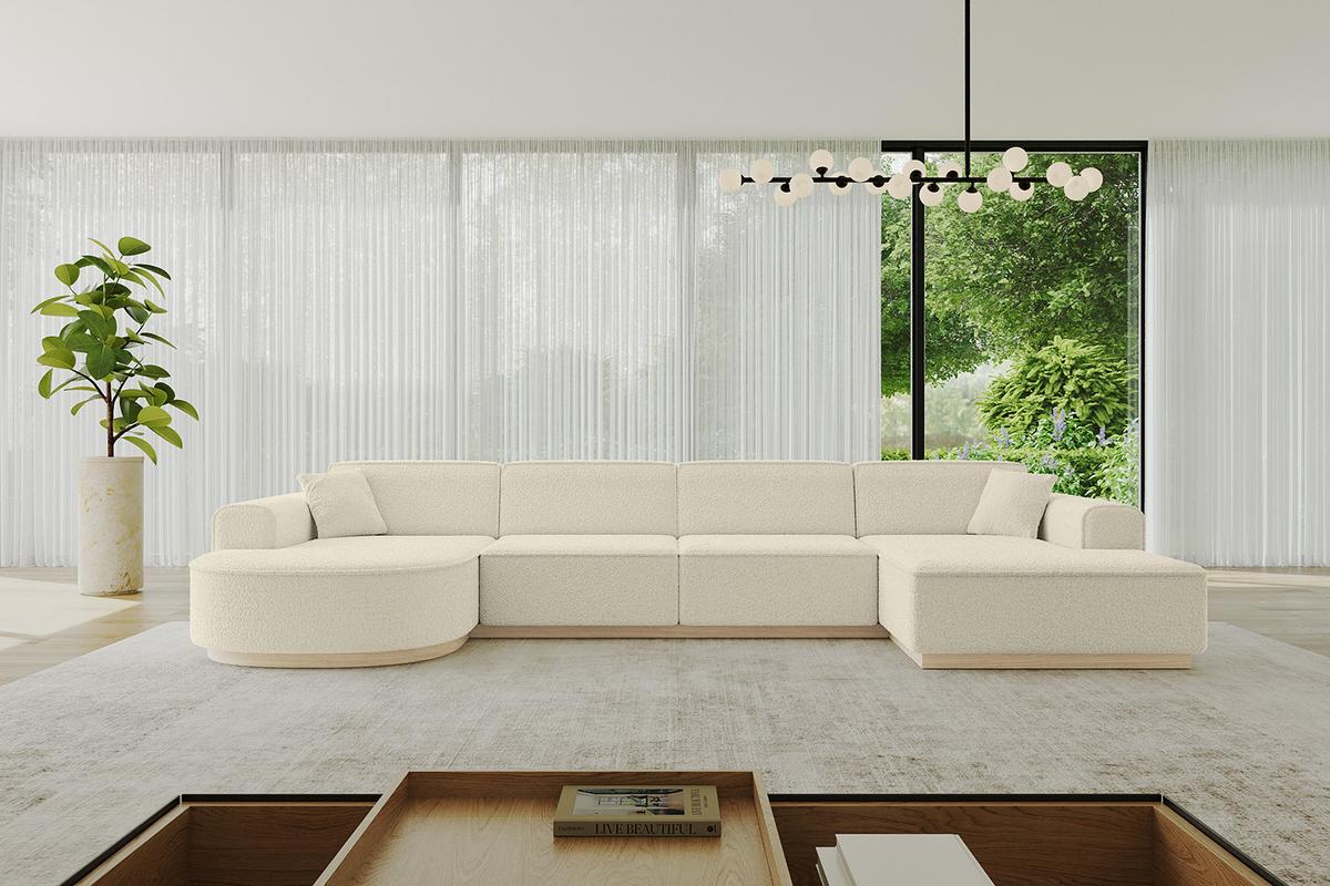 WOHNLANDSCHAFT ARRIO-U2 303x171x83 cm Beige - Hellbraun/Creme, Holzwerkstoff/Textil (388/83/171cm) - ALTDECOR