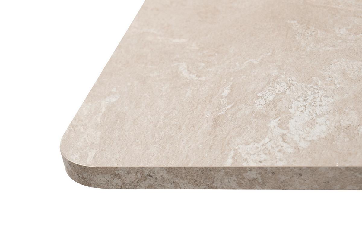 ESSTISCH Sandstein, Hickory Walnuss 160 - 200 cm, Küchentisch ausziehbar - Sandfarben/Walnussfarben, Holzwerkstoff/Metall (160/90/75cm) - Furn.Design