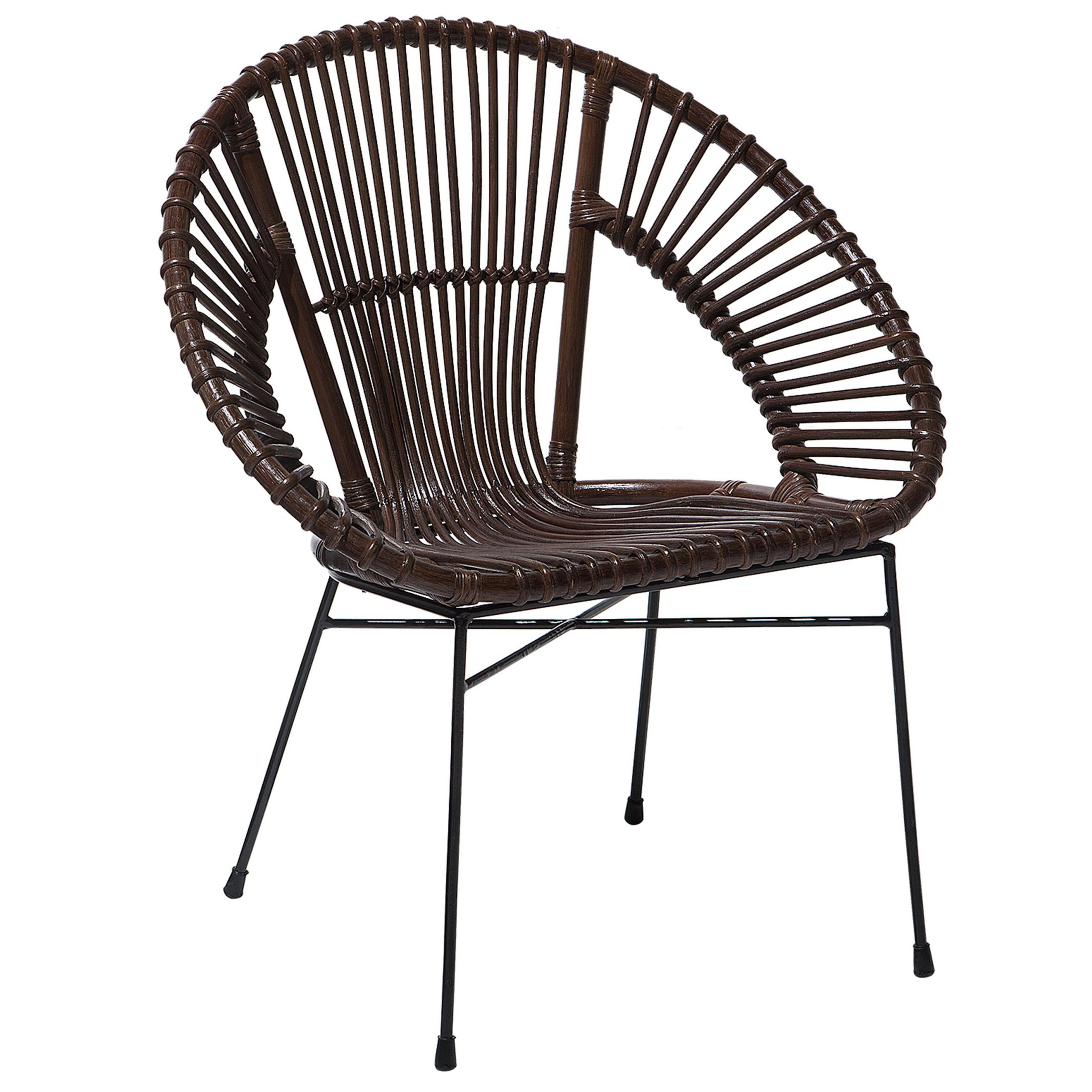 RATTANSTUHL Rattan Braun Sarita - Braun, Naturmaterialien/Metall (70/80/48cm) - Beliani