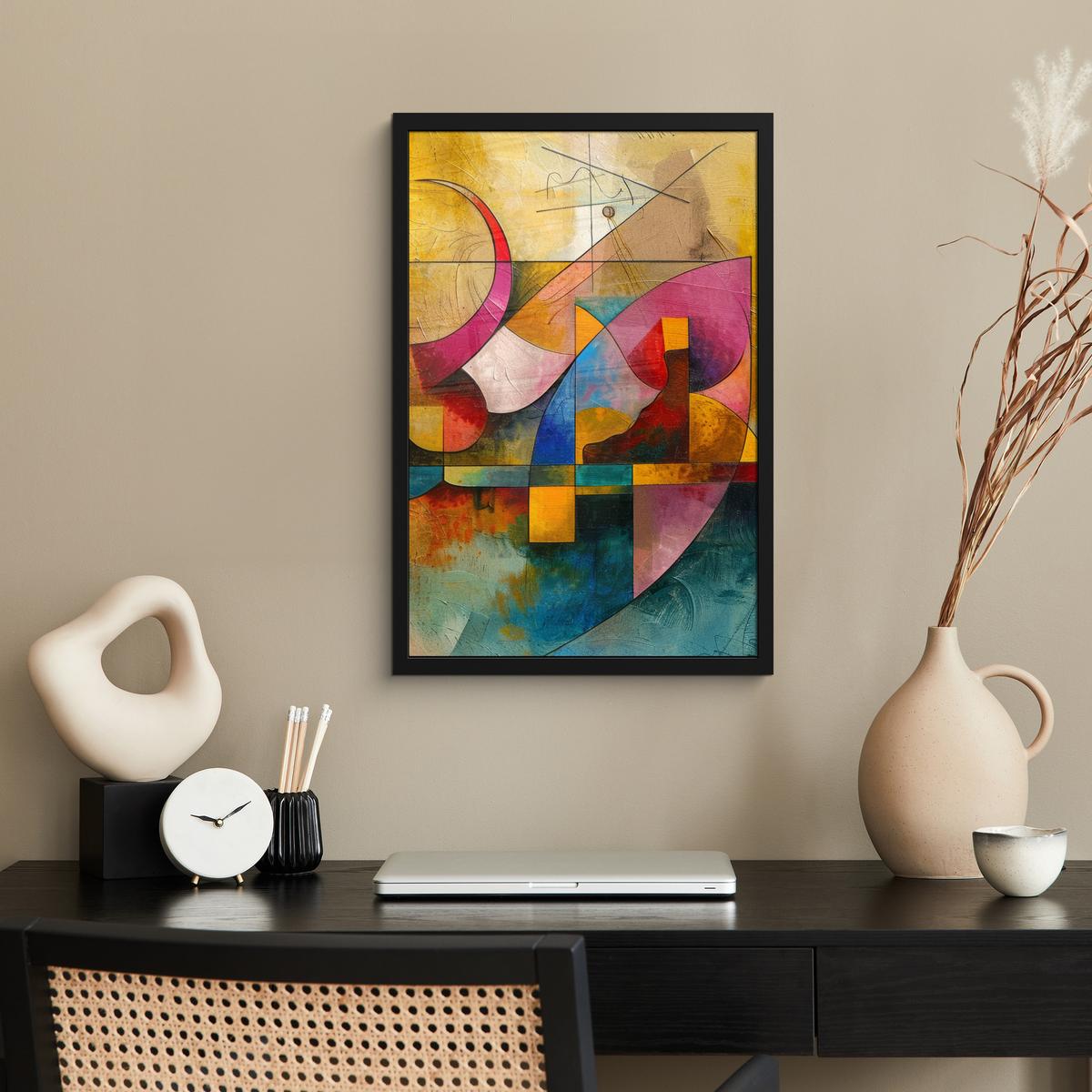 POSTER MIT RAHMENGERAHMTES BILD Kunst - Abstrakt - Modern Bilder mit Rahmen 40x60 cm - Gelb, Papier (40/60cm) - MuchoWow