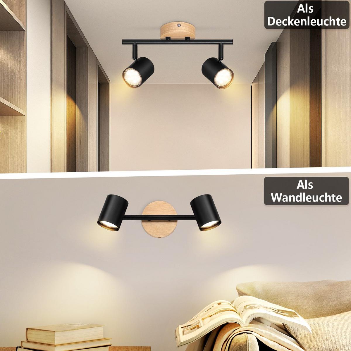 DECKENSTRAHLER Lüneburg 2-flammig 28.5/6.5/16.5 cm - Schwarz, Metall (28.5/6.5/16.5cm) - Nettlife