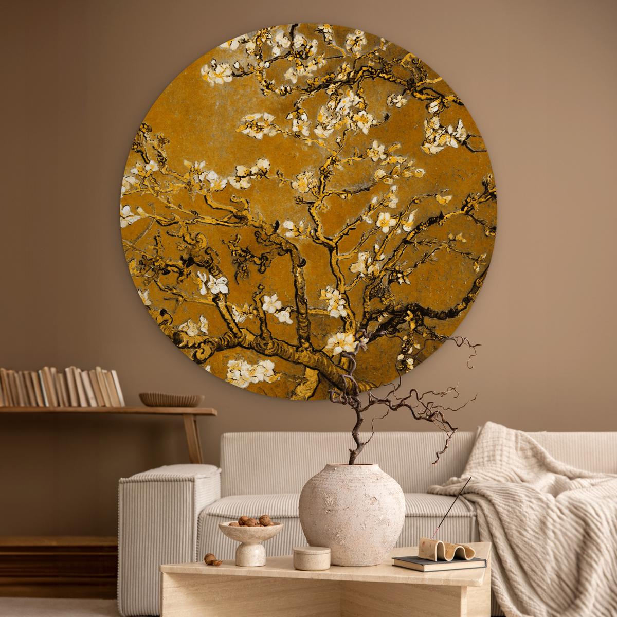 WANDBILD Mandelblüte - Kunst - Van Gogh - Gold Wandbild 120x120 cm - Wengefarben, Kunststoff (120/120cm) - MuchoWow