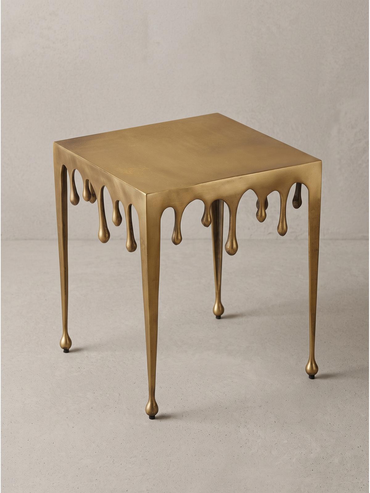 BEISTELLTISCH GARD, Aluminium, handgefertigt, Gold, 45,5 x 45,5 x 51 cm - Goldfarben, Metall (45.5/45.5/51cm) - KADIMA DESIGN