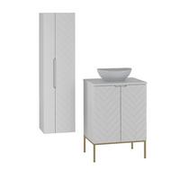 BADMÖBEL 60.6cm Daria 2er-Set Weiß - Weiß, Holzwerkstoff (60.6/84.2/45.8cm) - Petits-meubles