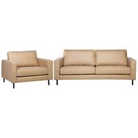 SOFA-SET 4-sitzer Lederoptik Beige Savalen - Beige, Kunststoff/Textil (204/87/91cm) - Beliani