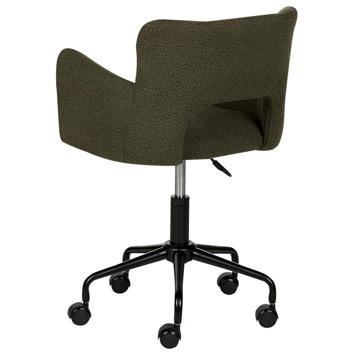 BÜROSTUHL Bouclé Dunkelgrün Sanilac - Schwarz/Grün, Textil (62/71/62cm) - Beliani